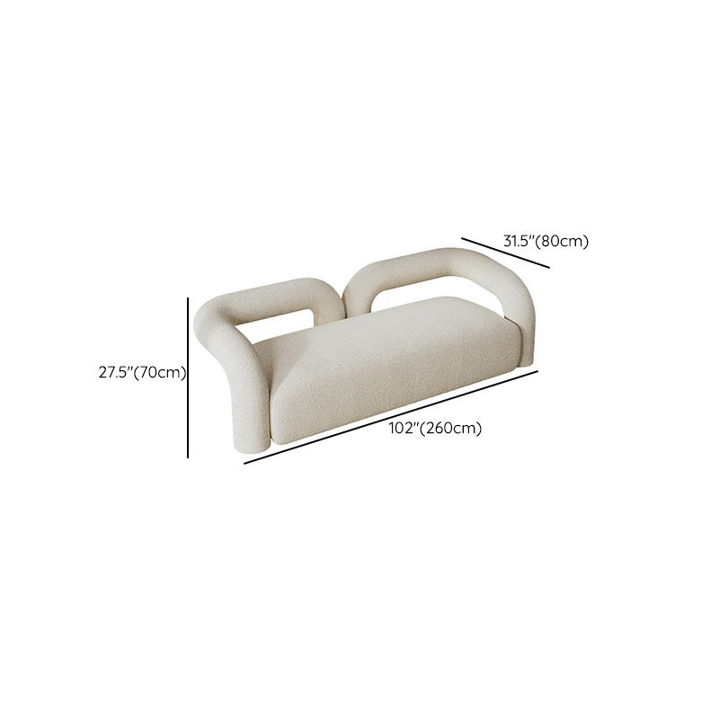 Contemporary White Sofa with Tuxedo Arm and Tight Back in Wool