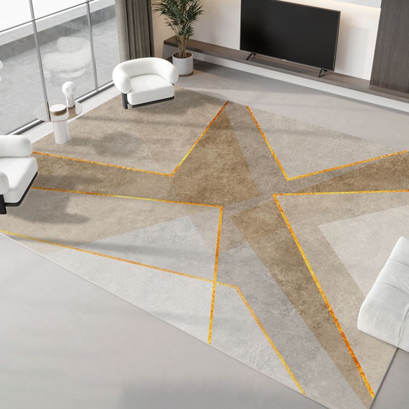 Light Gray Modern Rug Polyester Graphic Indoor Rug Non-Slip Backing Rug for Home Decor