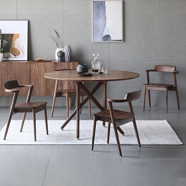 Inicio Silla de comedor de madera de estilo escandinavo Silla auxiliar de comedor con respaldo abierto y brazo
