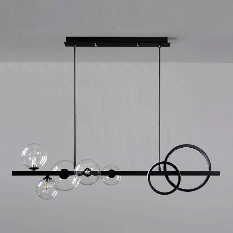 Nordic Style Iron Hanging Lamp Circle Shape Island Light Fixture for Bedroom