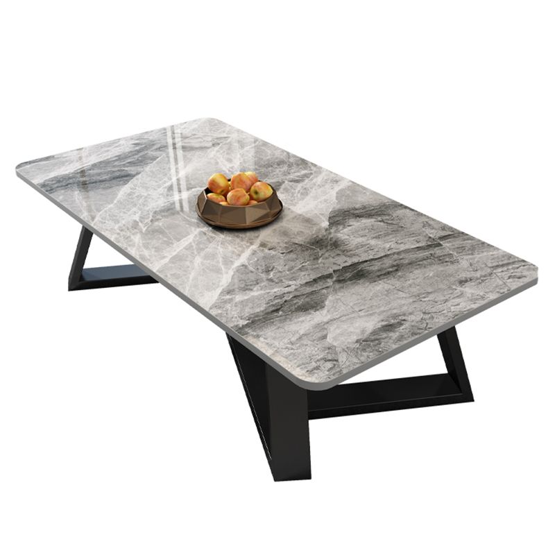 Glam Cross Legs Coffee Table Slate Rectangular Coffee Table Set for Home