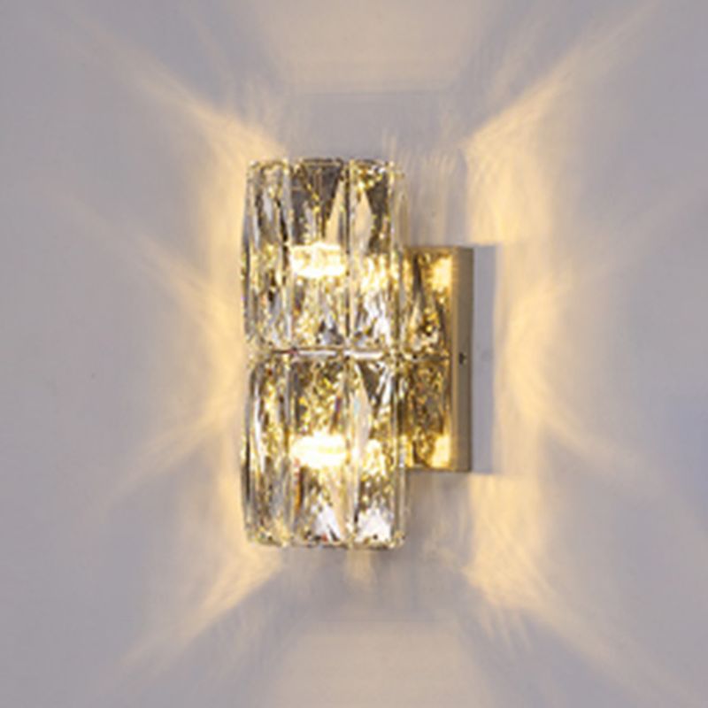 Light Luxury Metal Wall Light Rectangle Shape Wall Lamp with Crystal Shade for Bedroom