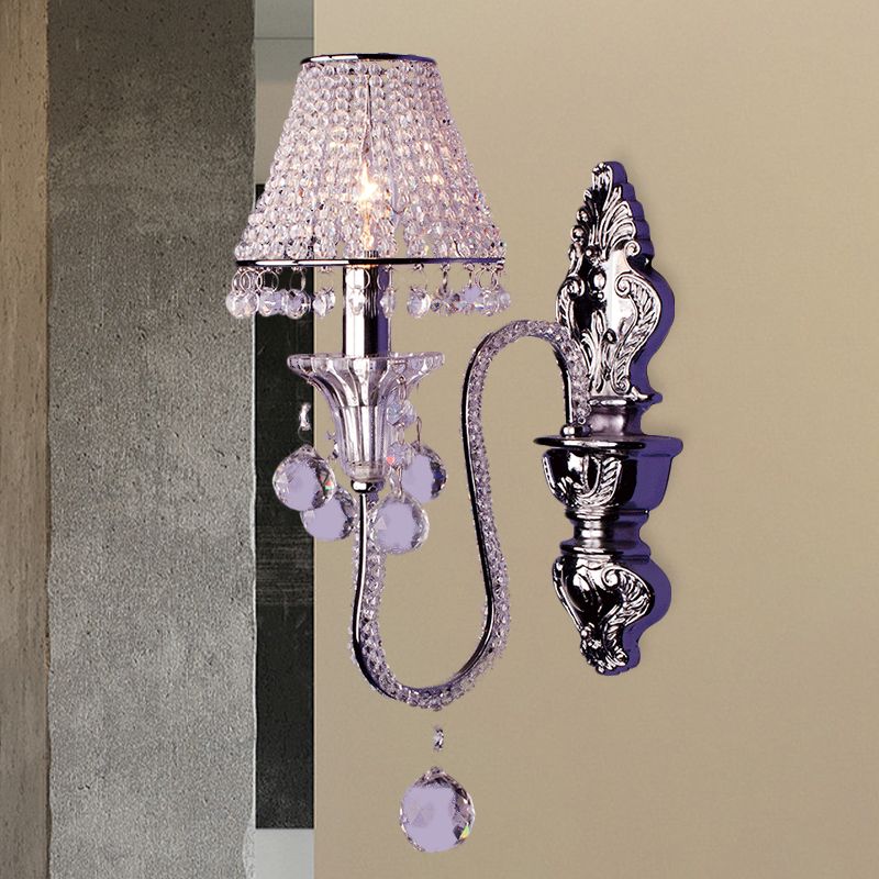 Lampada da parete in perline di cristallo da 1/2 coda in perno in perno.