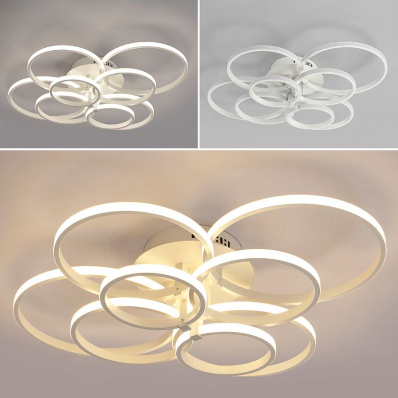 White Loop Forgiato Semiflush Light Minimalism LED Aluminum Soffitto Luce per Bedroom