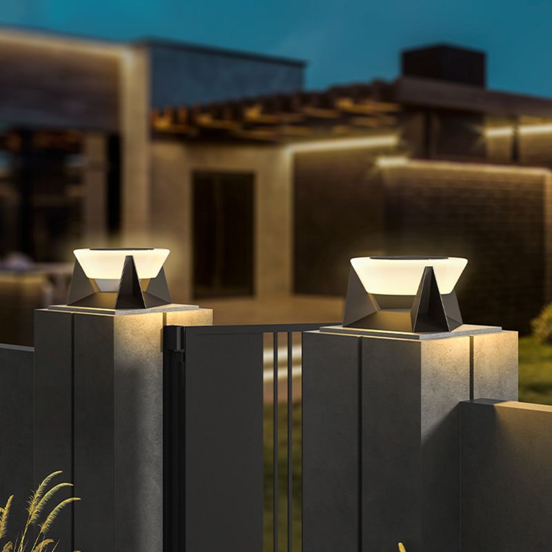 Circle Contemporary Waterproof Pillar Light in Black for Courtyard