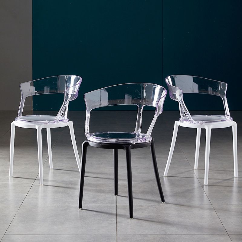 Contemporary Plastic Restaurant Side Chair Clear Open Back Dining Chair