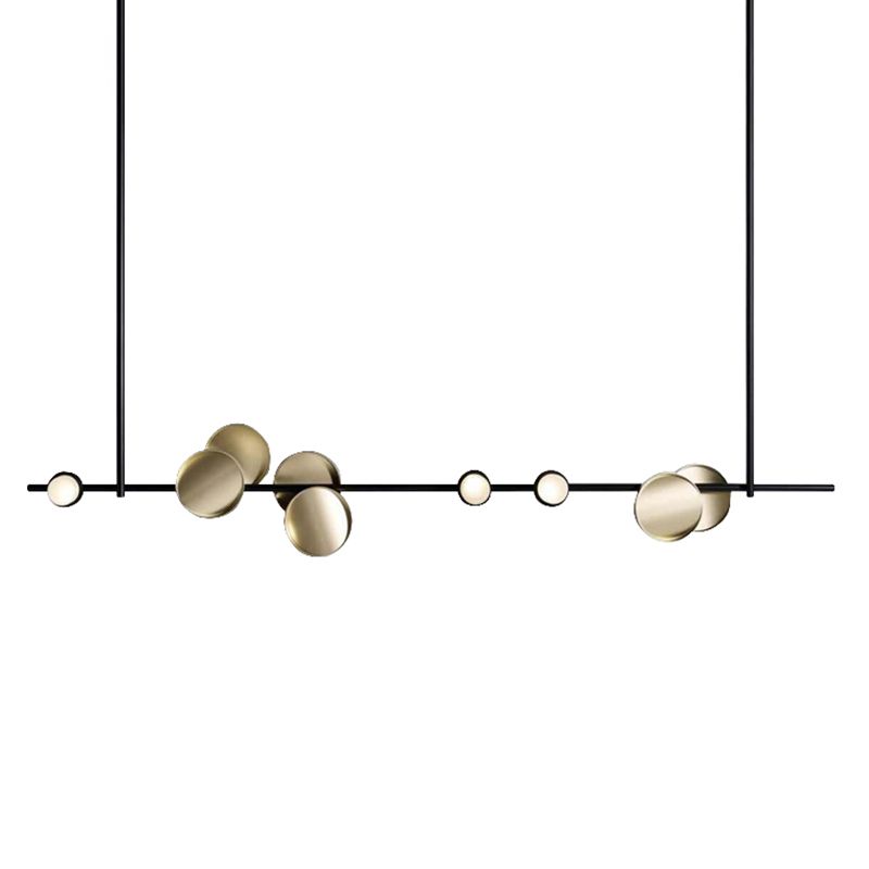 47" Wide Post Modern Metal Linear Design Island Light 9 Lights Minimalist Hanging Pendant Light in Gold