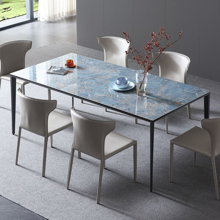 Einfacher Stil gesinterte Stein Tabelle 4 Beine Luftfahrt Aluminium Basis Rechtecktisch für Zuhause