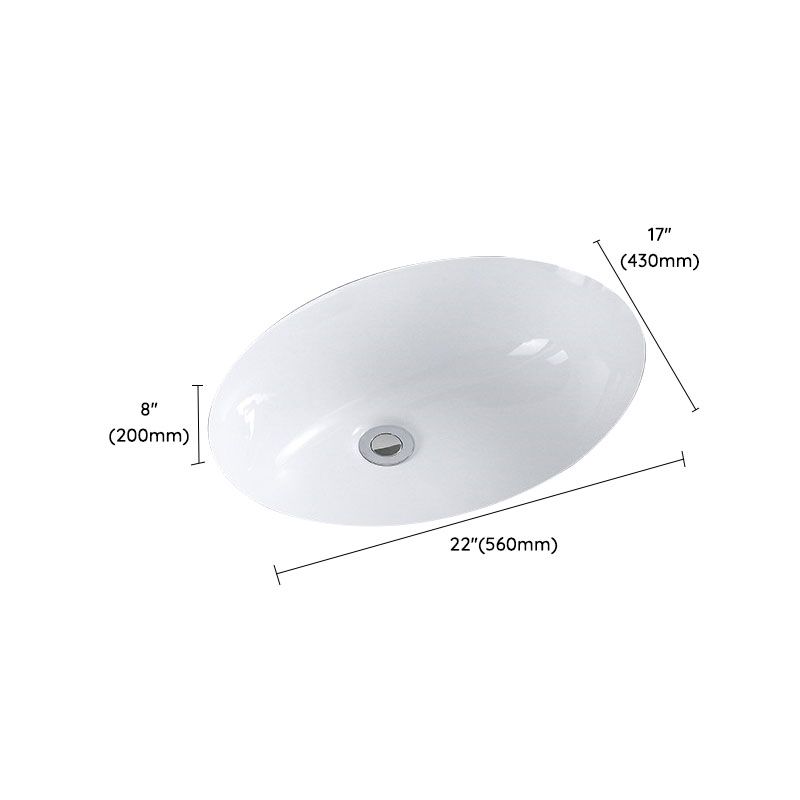 Modern Undermount Vanity Sink Porcelain Shut-Off Valve Included Bathroom Sink