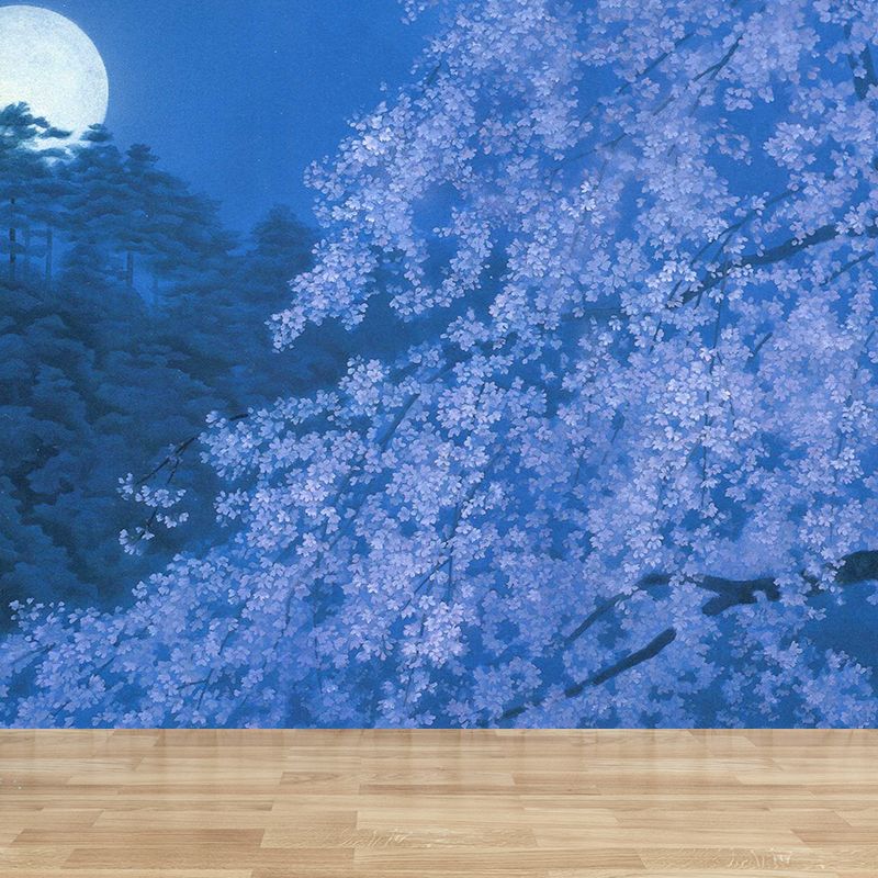 Extra Large Flower Blossom Mural Blue Non-Woven Wall Art for Home Decor, Personalised