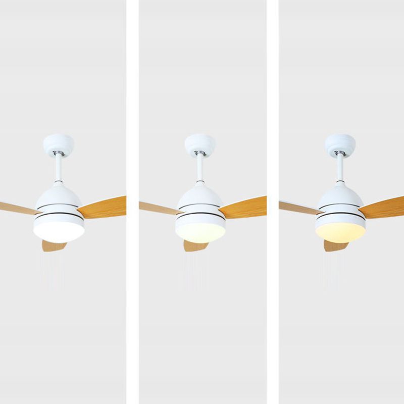 Macaron Dome Ceiling Fan Light Metallic Kids Room LED Semi Flush Mount Light