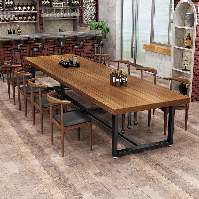 Pine Solid Wood Dining Table Rectangle Dining Table with Trestle Base
