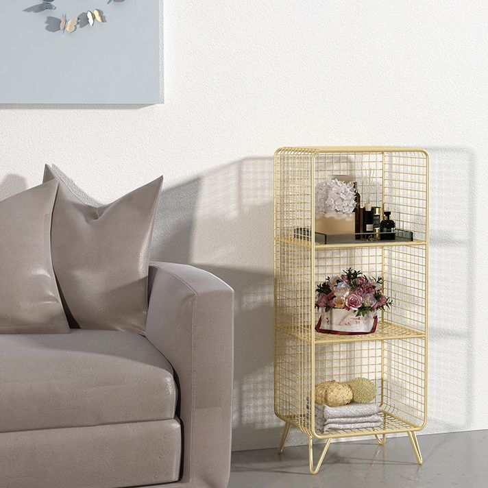 Glam Style Metal Bookshelf Closed Back Standard Shelf Bookcase for Home