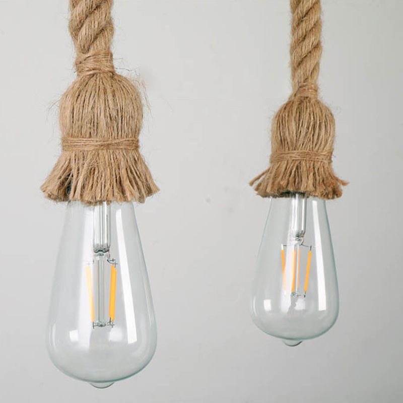 Industrial Style Island Light Hemp Rope Island Hanging Lamp for Living Room