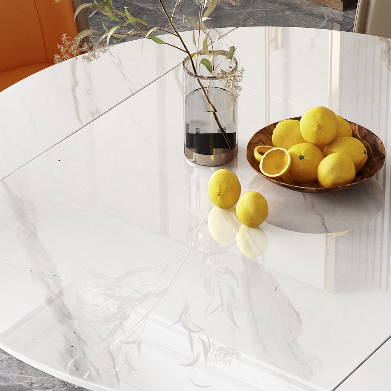 Modern Dining Room Set Standard Height with Sintered Stone Top and White Leg Formal Table Set