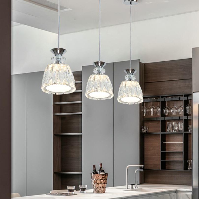 Glockenförmige Kristallcluster Anhänger moderne Chrom -LED -LED Hängende Licht für Esszimmer