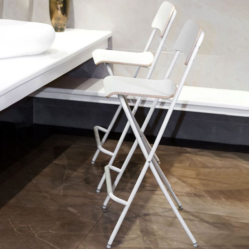 Scandinavian Folding Iron Counter Stools Low Back Bar Stools with Footrest