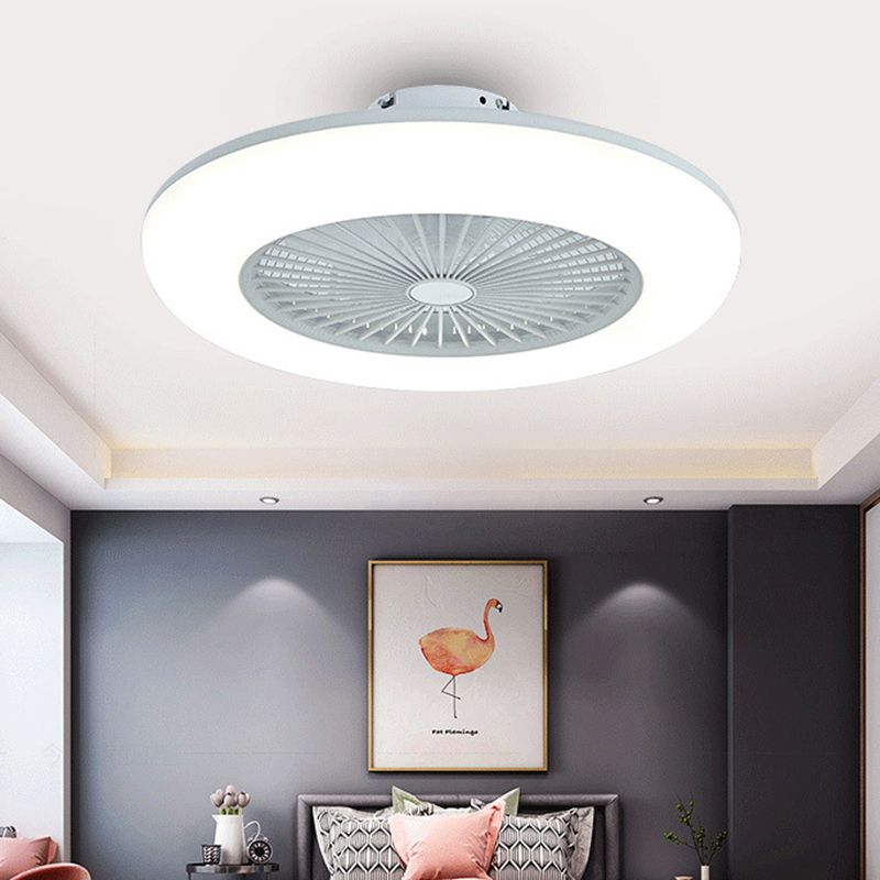 Schlafzimmer LED -Deckenlüftungslampe Makkaronstil Semi -Flush -Licht mit kreisförmiger Acrylschatten