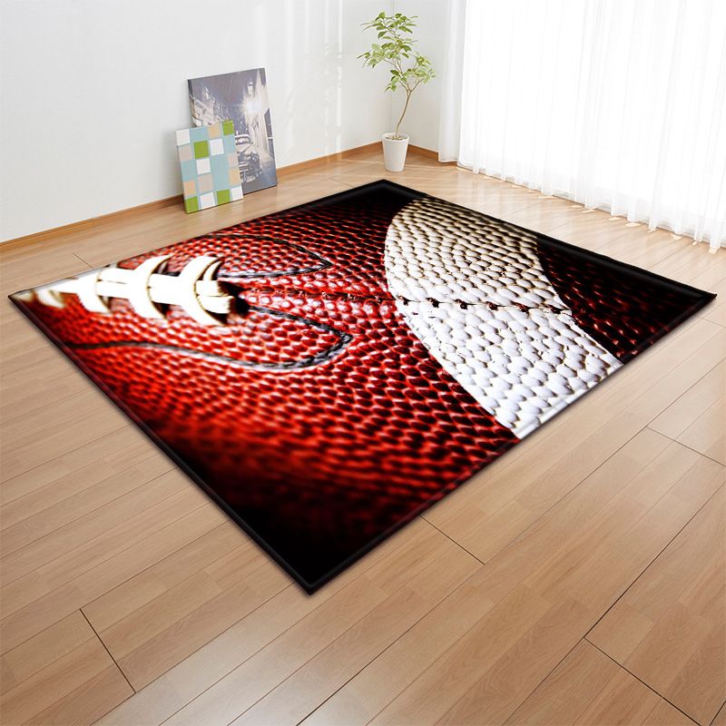 Green Modern Carpet Football Print Polyester Area Rug Stain Resistant Rug for Drawing Room