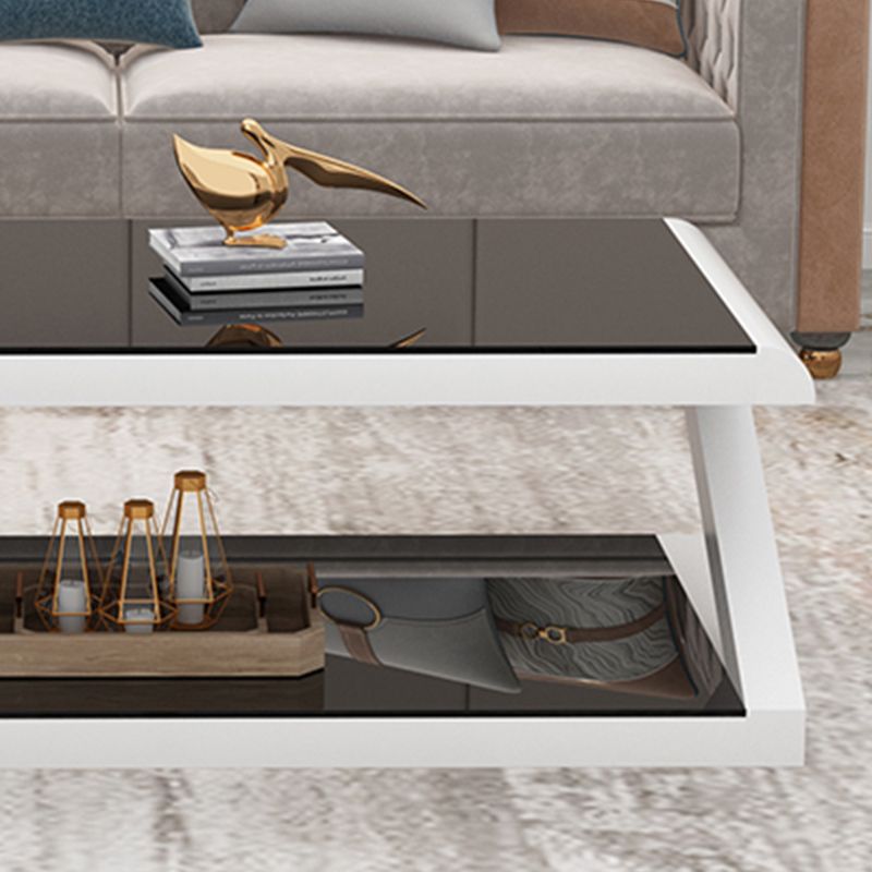 Contemporary Class Top Coffee Table with Steel Frame and Pedestal Base