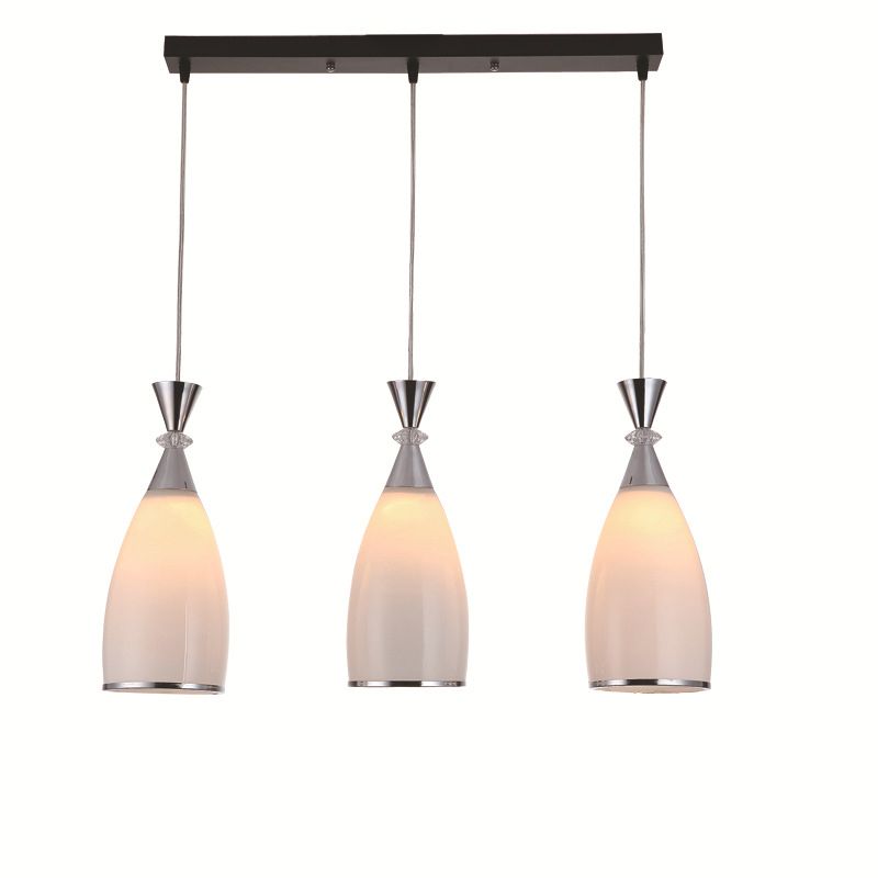 Modern Pendant Light Fixture White Conical Hanging Light Fixture with Glass Shade