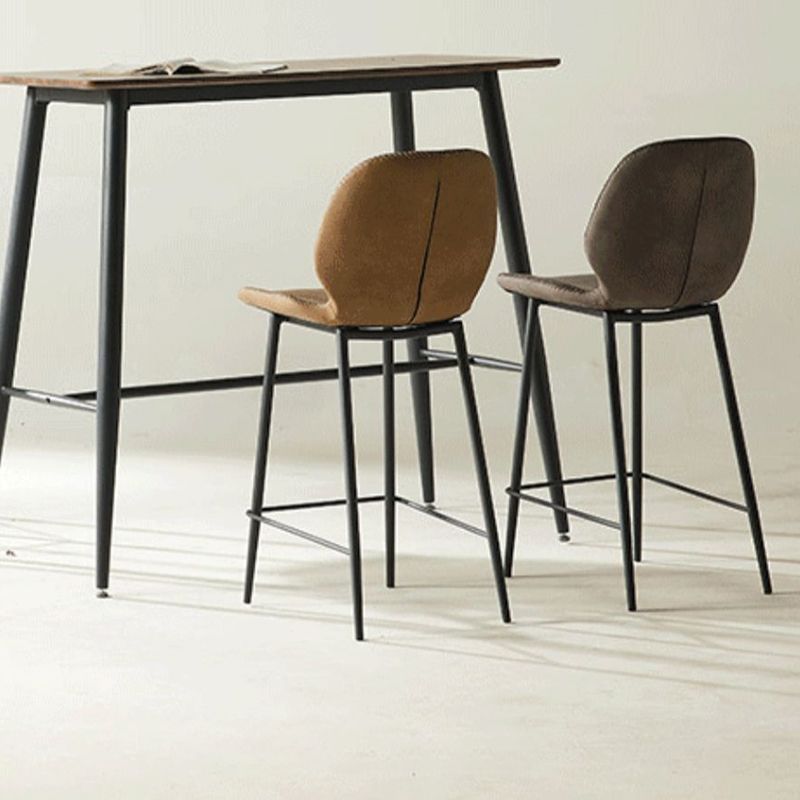 Contemporary PU Leather Bar Stool Low Back Upholstered Bar Stool