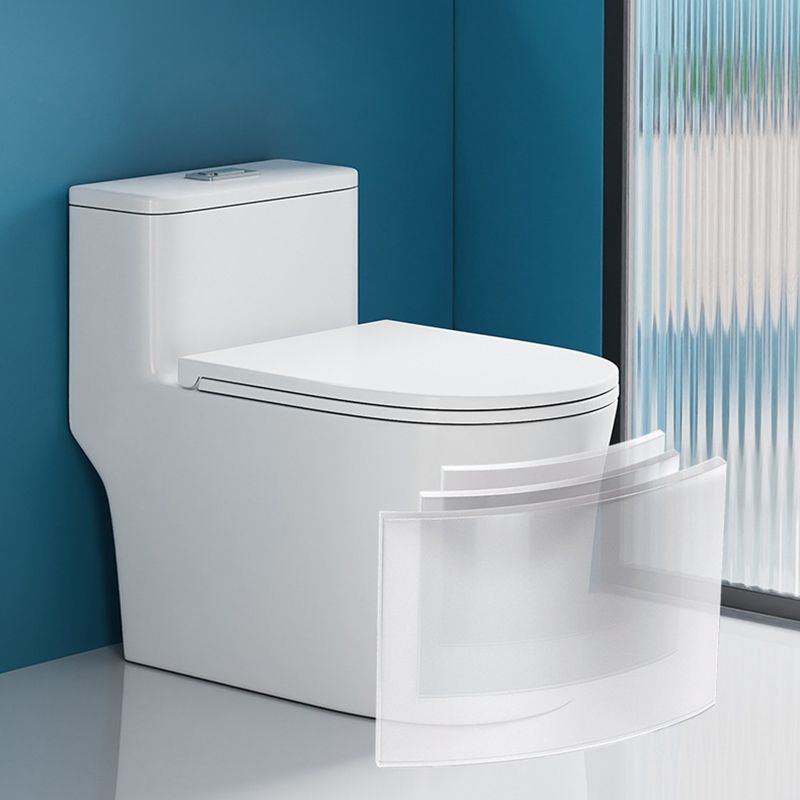 Glossy White Toilet with Glazed Surface Modern All-In-One Toilet Bowl