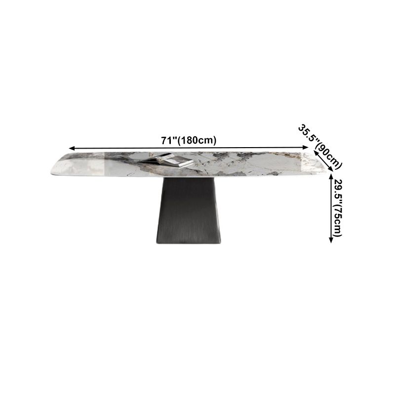 Rechthoek eigentijdse eetkamer tafel wit gesinterde stenen tafel met voetstukbasis