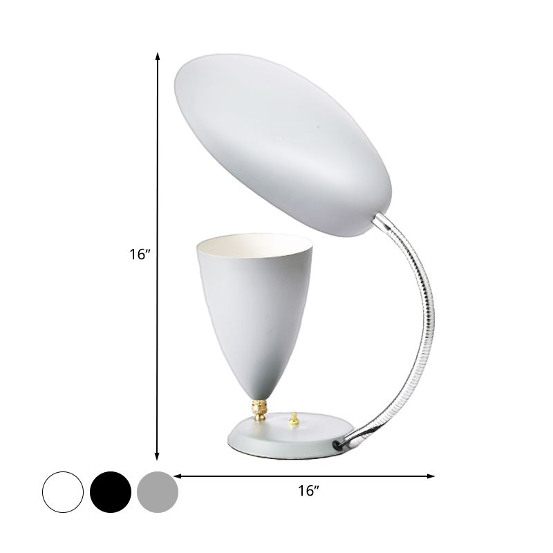 Iron Sharp Tongue and Cone Table Light Modern LED Reading Lamp in White/Black/Grey with Adjustable Arm
