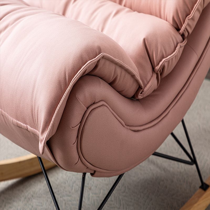 Modern Rocker Upholstered Tufted Cushion Rocking Chair with Dark Leg