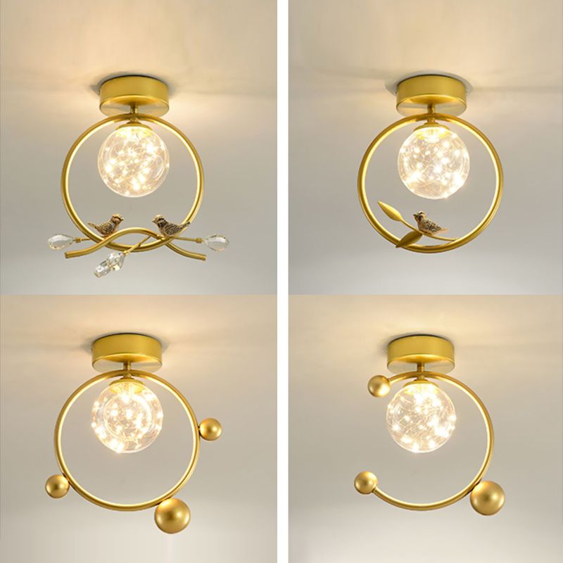 New Modern Clear Glass Flush Light Fixtures Corridor Spherical Flush Mount with Shape