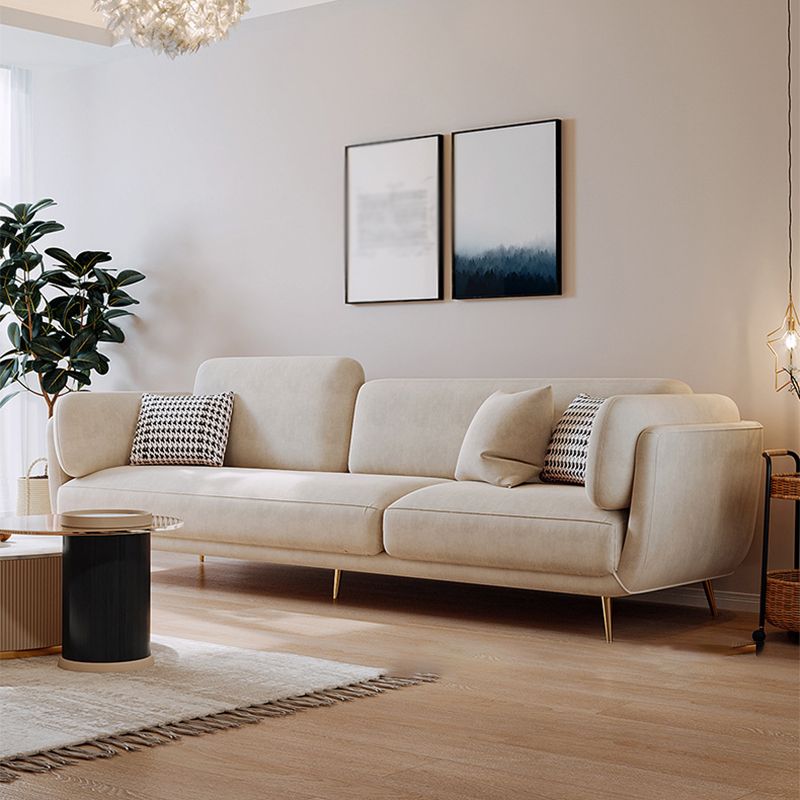 Contemporary Square Arm Sofa Couch Standard Velvet Settee Couch