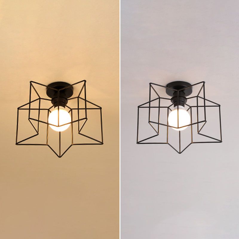 Lámpara geométrica industrial de montaje empotrado de metal con 1 luz en negro