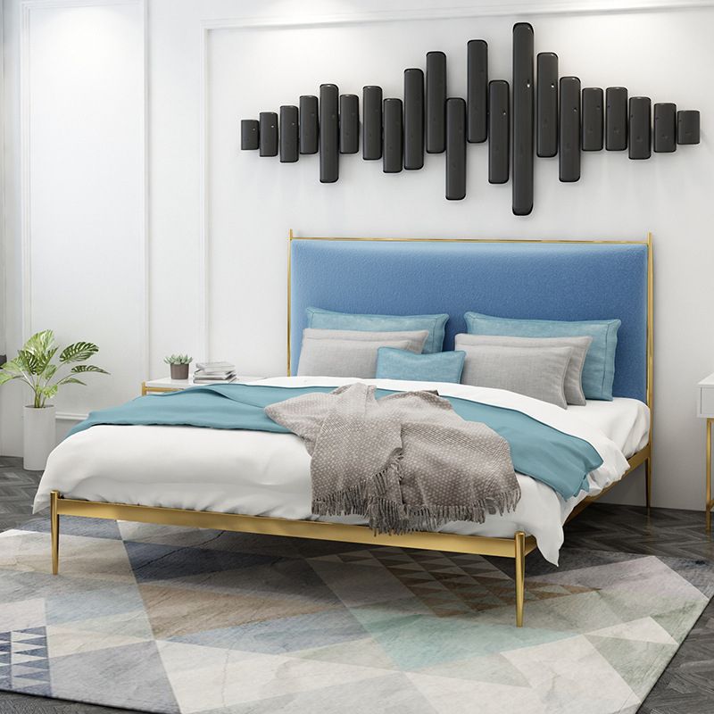 Upholstered Bed Frame Luxurious Metal Standard Bed in Gold Finish