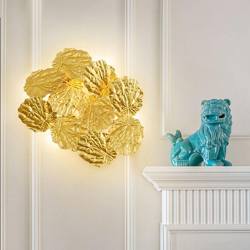 Blattform Flur -Leuchte Leuchte moderne stilvolle Aluminium 4 Lampen dunkle Kaffee/goldene Wandhalterung Licht, 16 "/17" W.