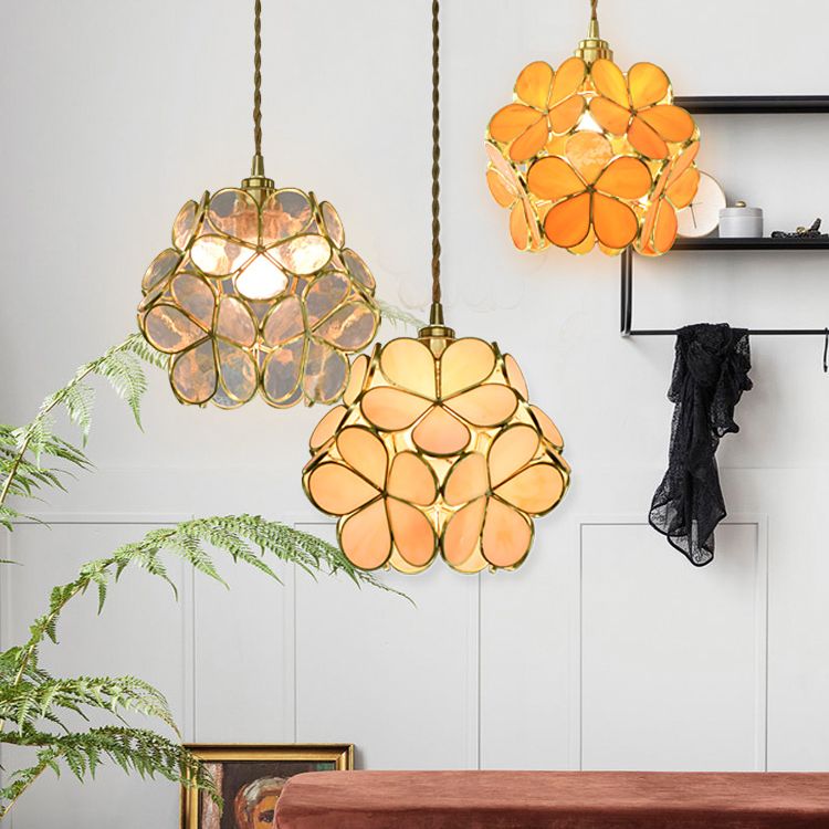 Tiffany-Style Floral Pendant Lighting Fixture Stained Glass Suspension Pendant Light