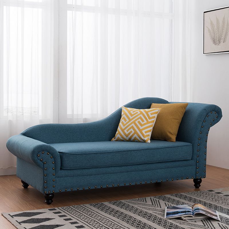 Contemporary Fabric One Armed Chaise Rolled Arms Accent Chair with Pillows