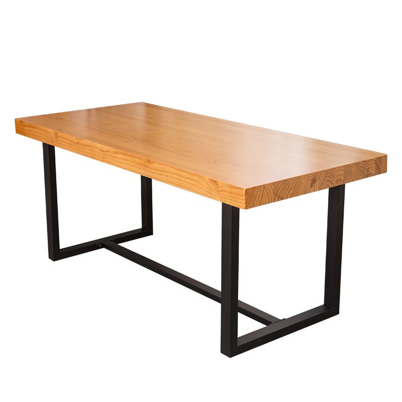 Industrial Dining Table with Trestle Base Natural and Black Dining Table with Wood Top