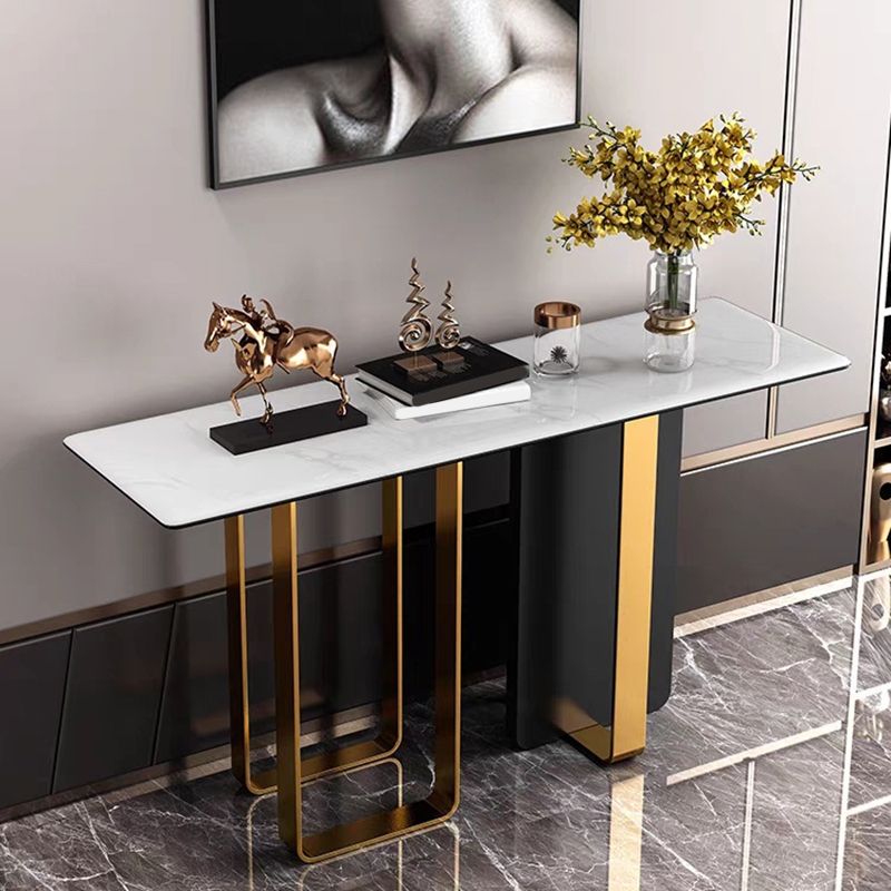 Glam Marble Rectangle Console Table Stain Resistant Scratch Resistant Console