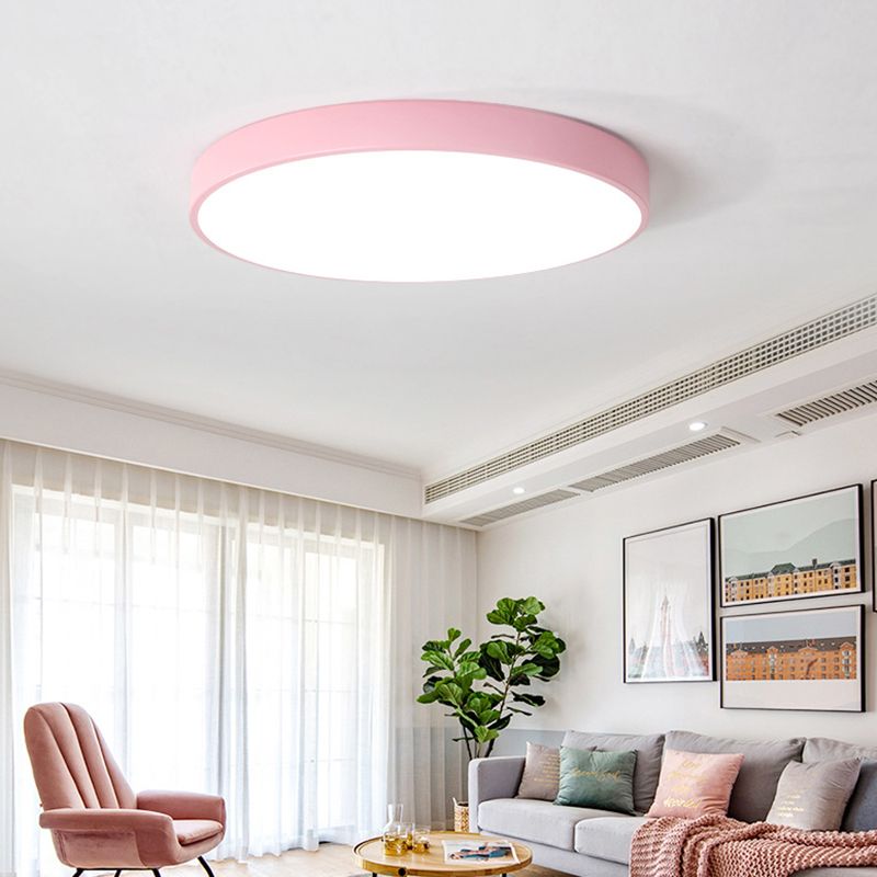 Ultradunne ronde inbouwlamp Macaron metalen kinderkamer LED-plafondmontagelamp