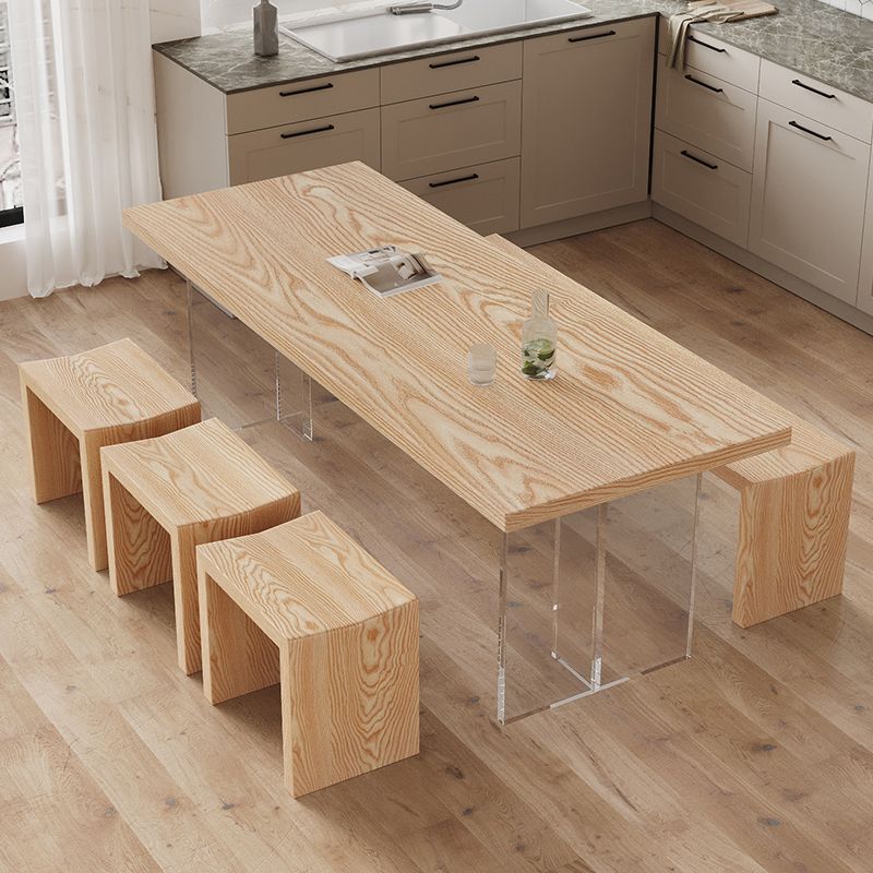 Simplicity Style Dining Table Natural Solid Wood Table for Home Kitchen