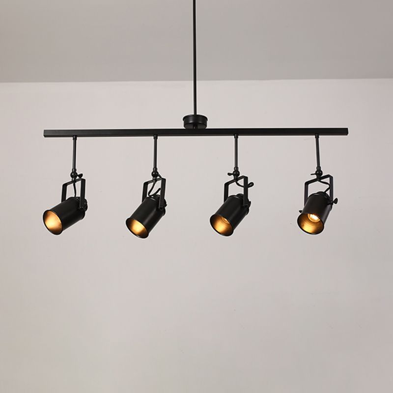 Industrial Style Iron Hanging Lamp Cylinder Shape Island Light Fixture for Bedroom