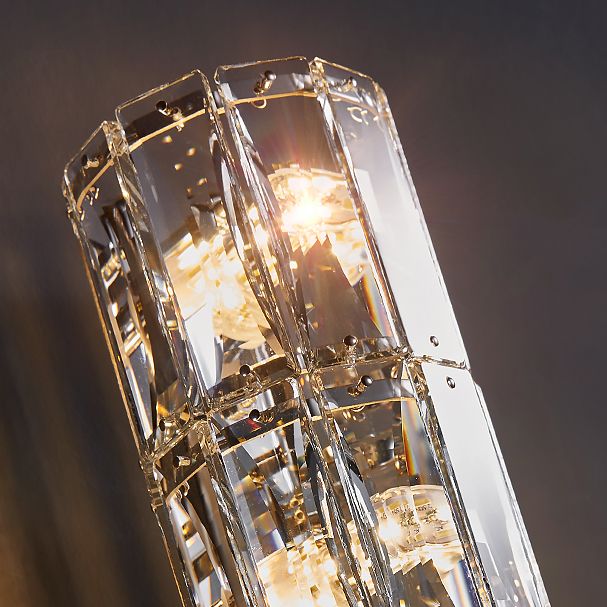 Postmodern Crystal Wall Light Cylinder Multi Light Wall Sconce for Living Room