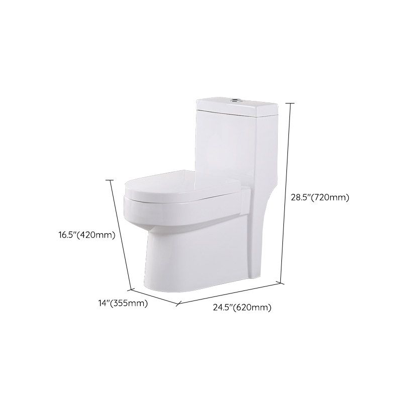 Modern White Flush Toilet Floor Mounted Toilet Bowl with Slow Close Seat for Washroom