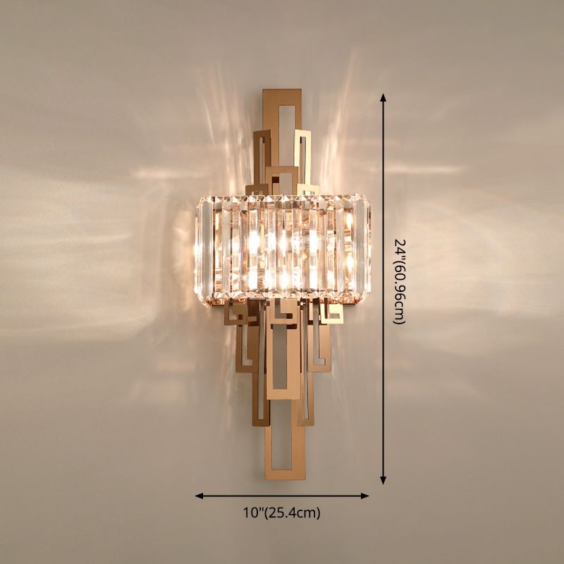 Disconce da parete a 2 luci oro nella moderna lampada da parete in metallo elettroplato in stile creativo con tonalità di cristallo
