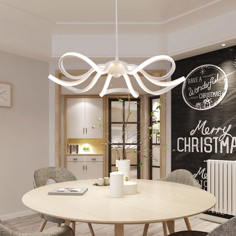 Modern Simple Flower Chandelier Lamp Aluminum LED Hanging Light for Dining Room