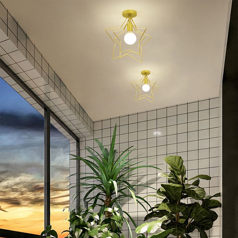 Nordic Style Iron Ceiling Light Geometry Shape 1 Light Ceiling Lamp for Bedroom