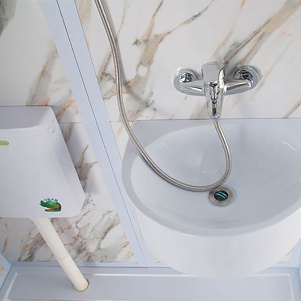 Single Sliding Frosted Glass Shower Enclosure Framed Shower Enclosure in White