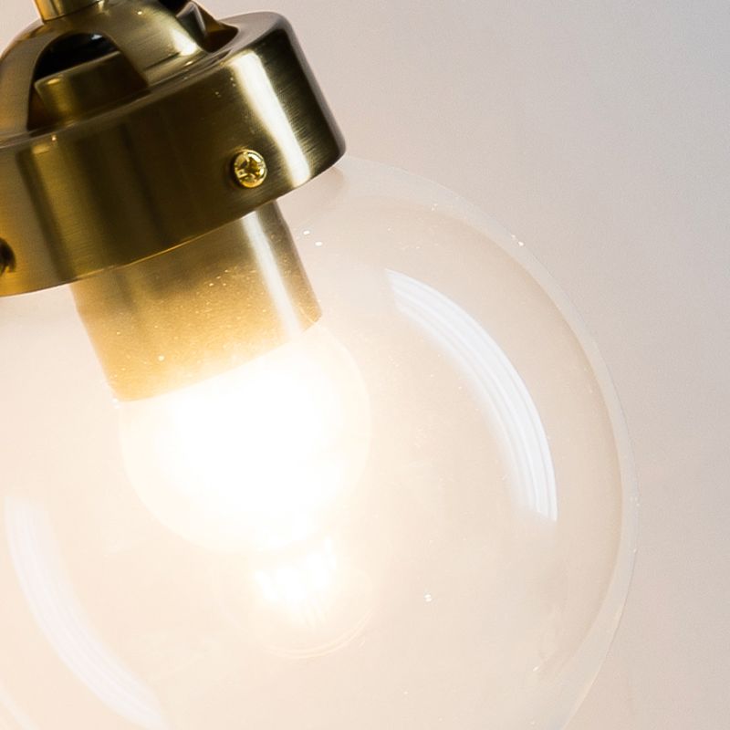 Industrial Style Ball Wall Sconce Glass 1 Light Sconces in Gold for Bedroom