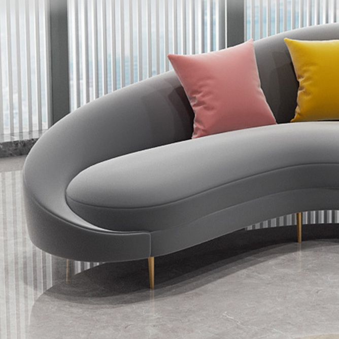 Contemporary 33.46" H Velvet Solid Color Curved Slope Arm Sofa